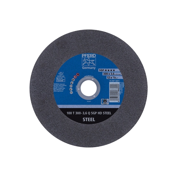 Pferd Abrasive Cut-Off Wheel, 12 in Dia, 1/8 in Thick, 1 in Arbor Hole Size, Aluminum oxide A, 24 Grit 66011 - main